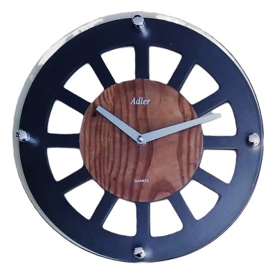 AM 1158 klok antraciet met hout