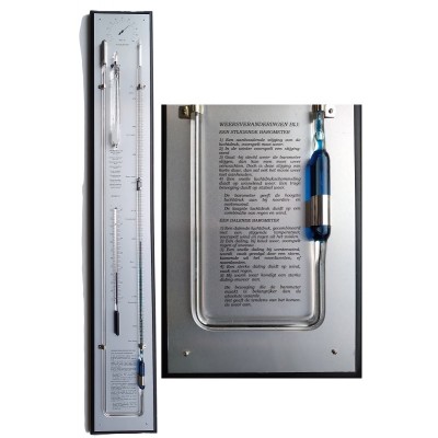 Contra-barometer zwart/rvs plus glas