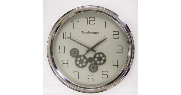 Bewegende Tandwielen Industriele Klok Met Draaiende Tandwielen