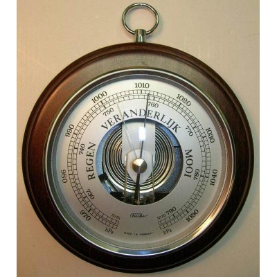 Ronde barometer mahonie (chroom) WQ