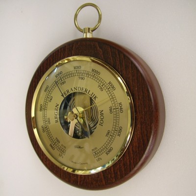 Ronde barometer mahonie/messing