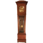 Eiken staande klok met glas in lood