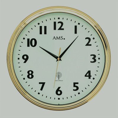 Radio gestuurde klok AMS 5963 messing