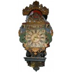 Friese stoelklok met toren en molen Friese stoelklok met toren en molen