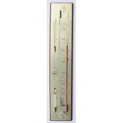 Kwikbarometer noten/messing met glas